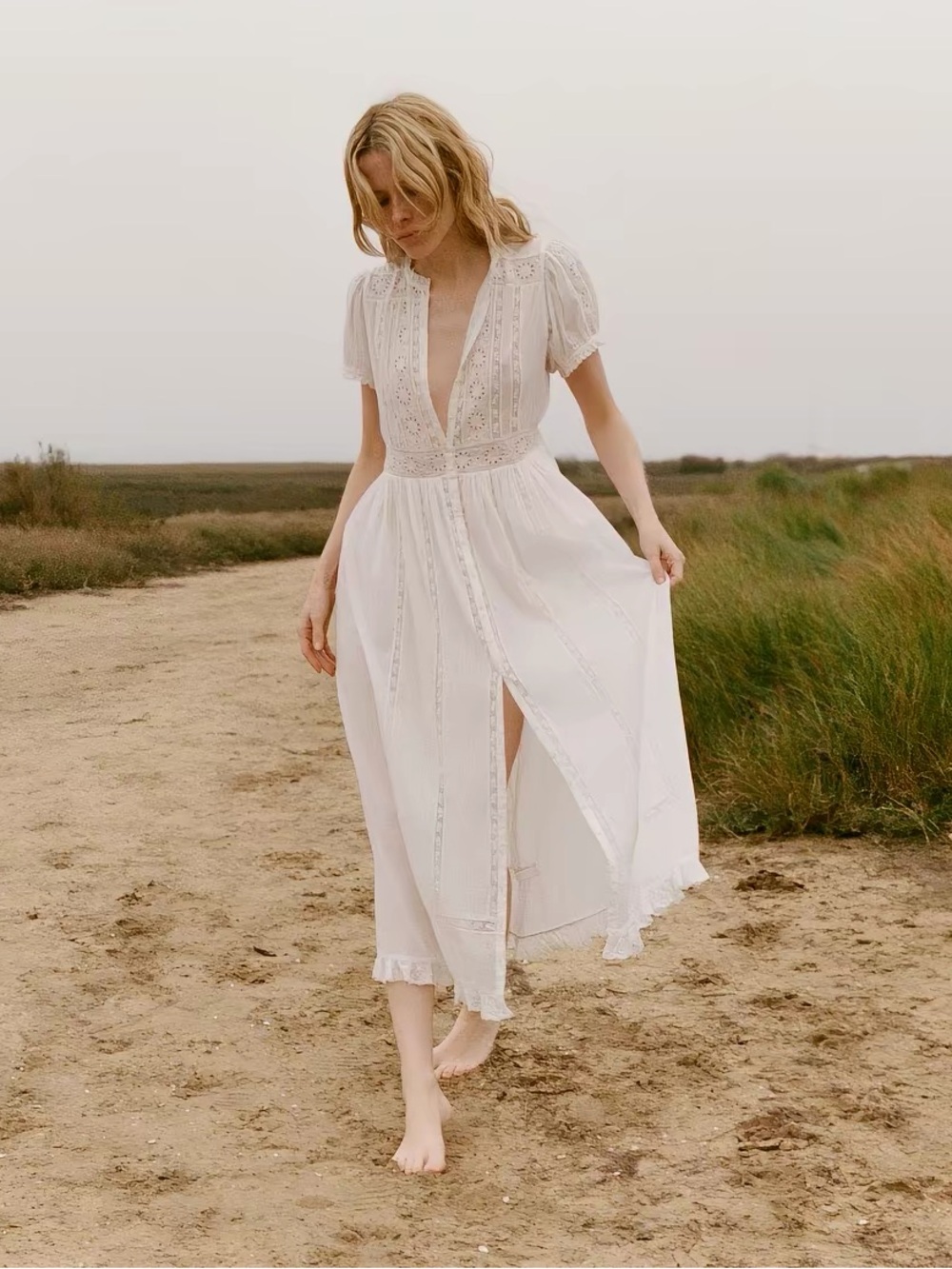 DÔEN Windsor Lace-Trim Maxi Dress